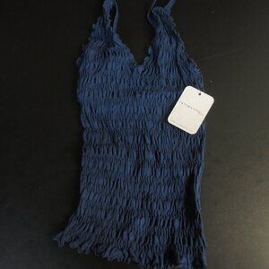 FREE PEOPLE  WOMEN'S NAVY SMOCKED TANK - X-SMALL/SMALL